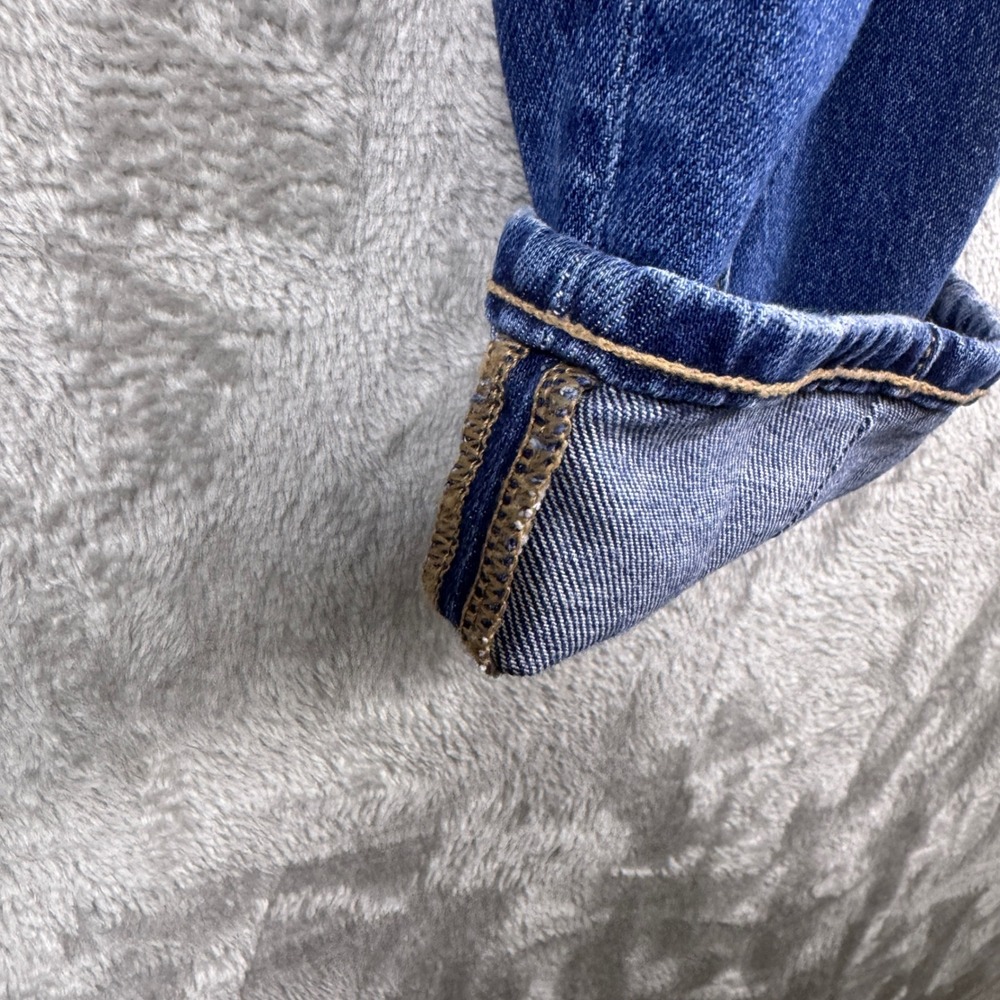 American Eagle Super High-Rise Ankle Straight Blue Seam Front 6 Reg Selvedge - Picture 4 of 13